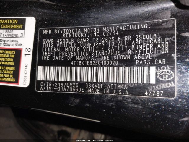 4T1BK1EB2EU100020 Toyota AVALON LIMITED