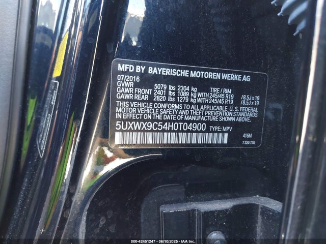 5UXWX9C54H0T04900 BMW 2017