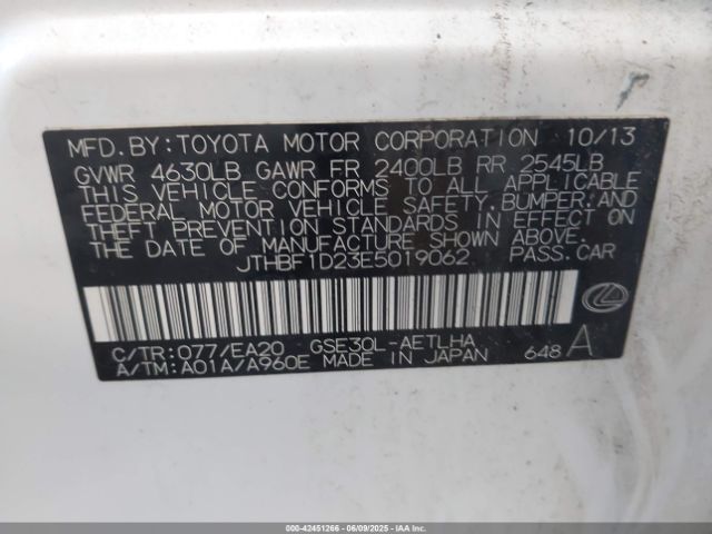 2014 LEXUS IS 250 JTHBF1D23E5019062 Photo 8