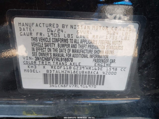 Nissan Versa 1.6 Sr 2024 3N1CN8FV7RL916970 Image 9