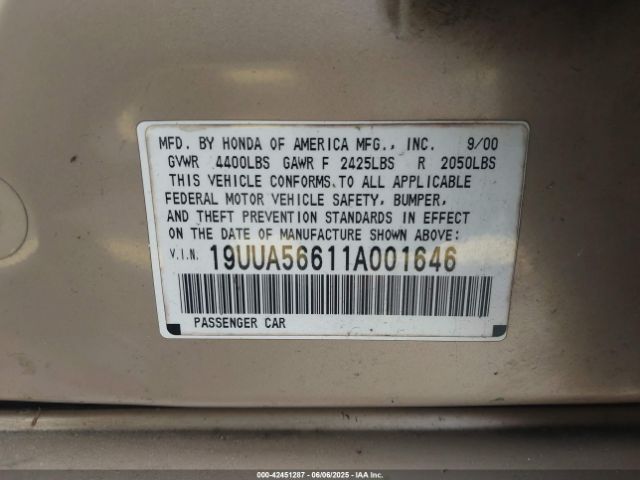2001 ACURA TL 19UUA56611A001646 Photo 8