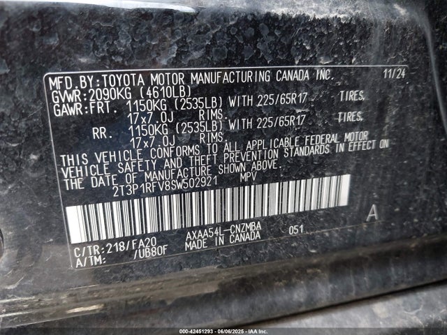 2T3P1RFV8SW502921 Toyota Rav4 Xle