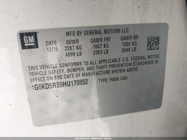 2017 CADILLAC CT6 1G6KD5RS9HU178852 Photo 8