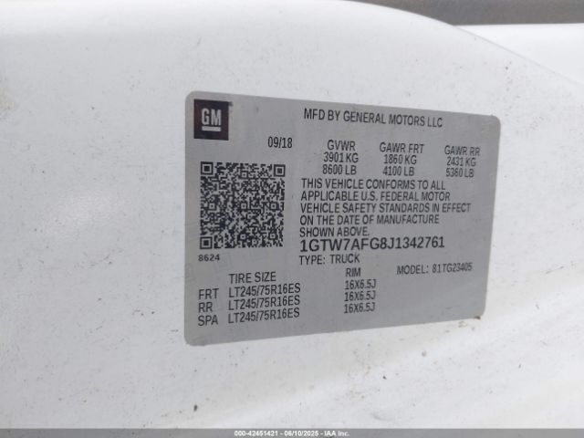 1GTW7AFG8J1342761 GMC Savana 2500 Work Van