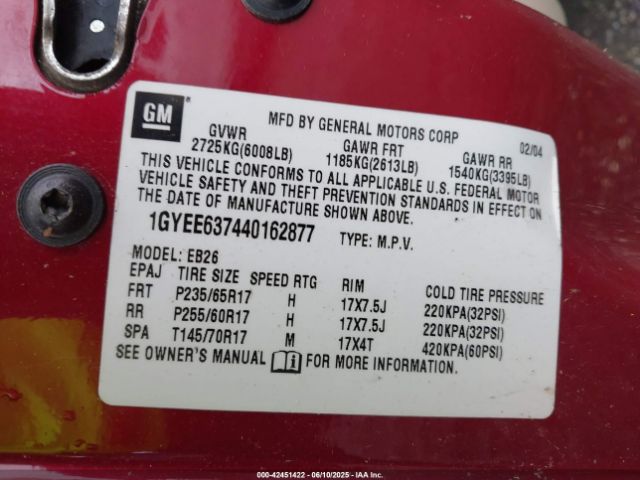2004 CADILLAC SRX 1GYEE637440162877 Photo 8