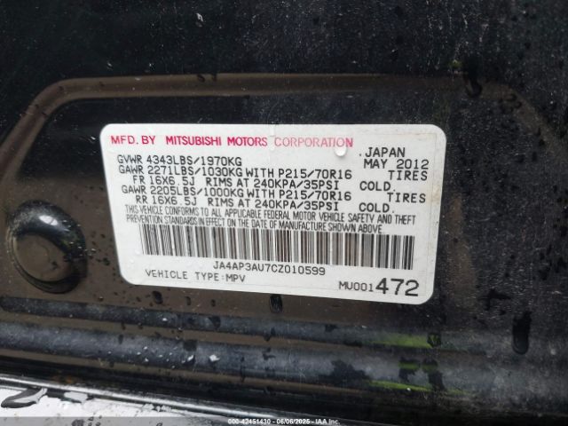 2012 MITSUBISHI OUTLANDER SPORT JA4AP3AU7CZ010599 Photo 8