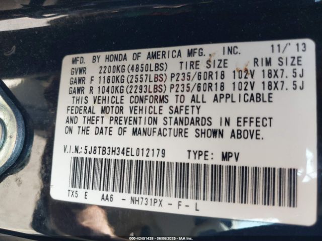 2014 ACURA RDX 5J8TB3H34EL012179 Photo 8