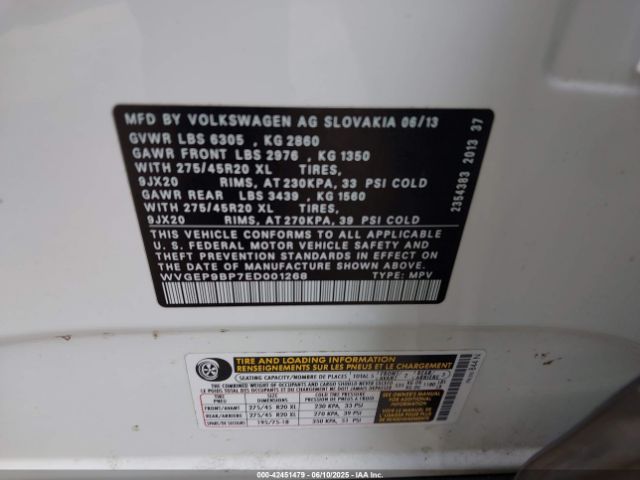 2014 VOLKSWAGEN TOUAREG WVGEP9BP7ED001268 Photo 8