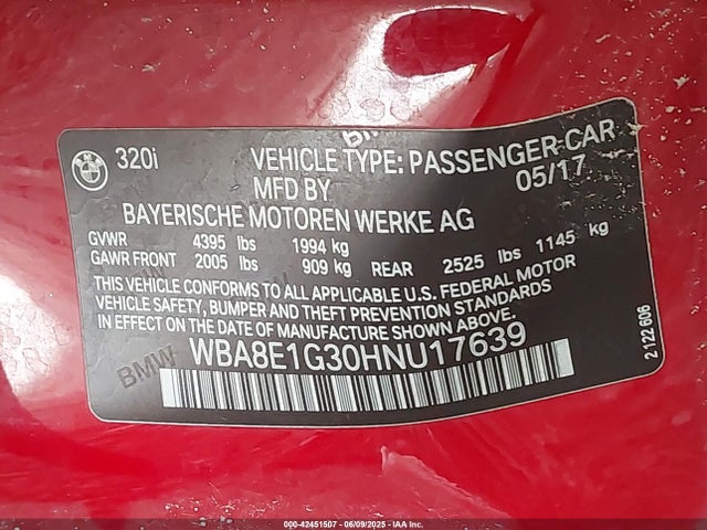 WBA8E1G30HNU17639 BMW 320i