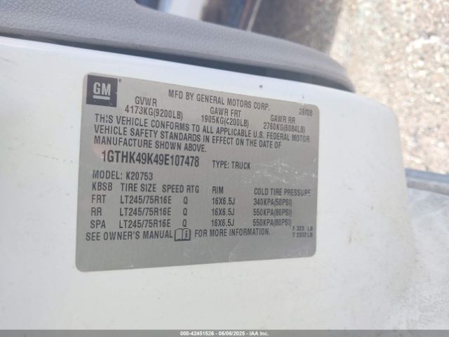 2009 GMC SIERRA 2500HD 1GTHK49K49E107478 Photo 8