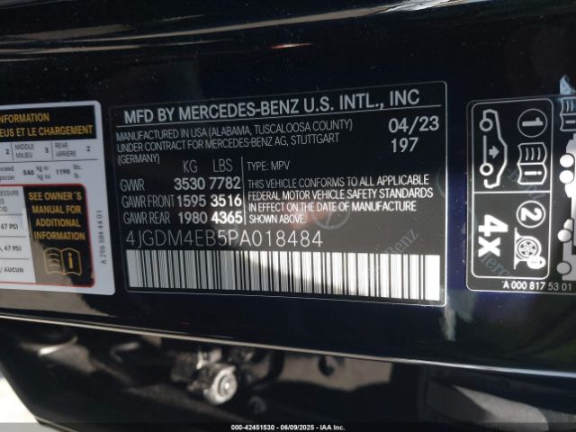 4JGDM4EB5PA018484 Mercedes-Benz Eqs 580 Suv 4matic
