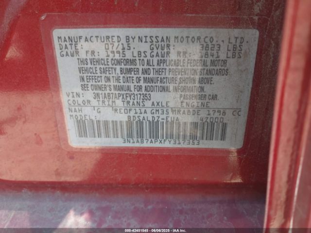 3N1AB7APXFY317353 Nissan 2015