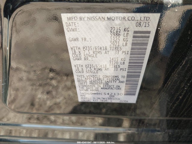 5N1AL0MM9FC542130 Infiniti QX60