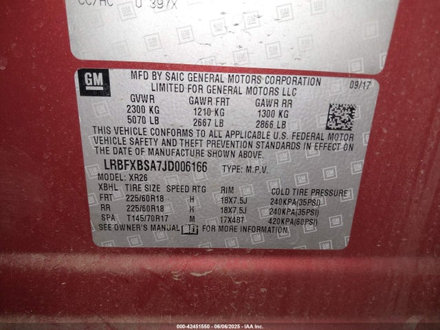 Buick lcv - spark ignited direct injection, variable valve timing, e85 max, e0-e100, alum 2018 LRBFXBSA7JD006166 Image 9