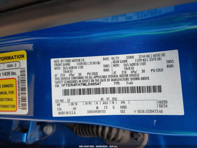 2021 FORD RANGER 1FTER4FH7MLD49547 Photo 8