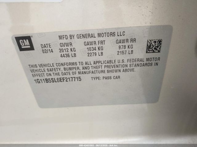 2014 CHEVROLET MALIBU 1G11B5SL6EF217715 Photo 8