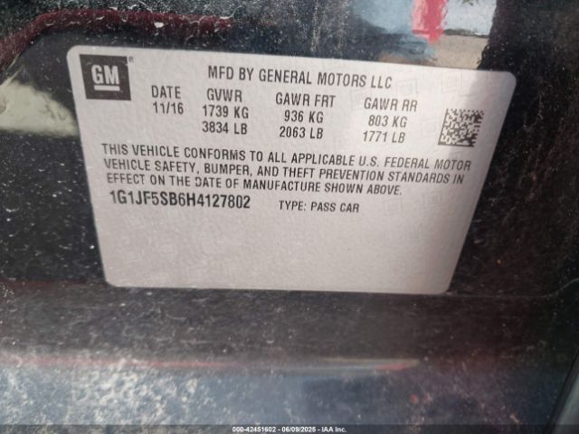 1G1JF5SB6H4127802 Chevrolet Sonic Premier Auto