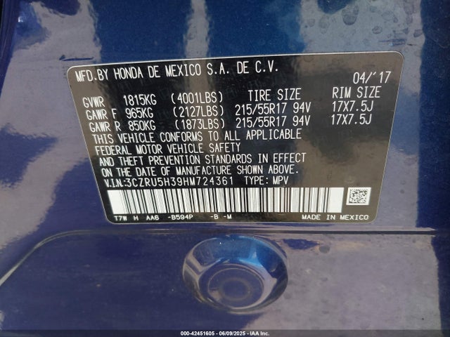 3CZRU5H39HM724361 Honda r18z9