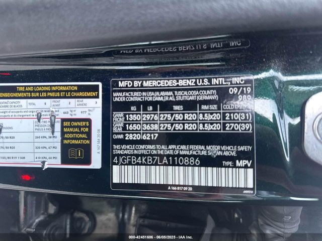 4JGFB4KB7LA110886 Mercedes-Benz Gle 350 4matic