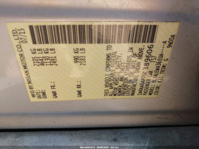 1N4AA6AP7GC389606 Nissan Maxima