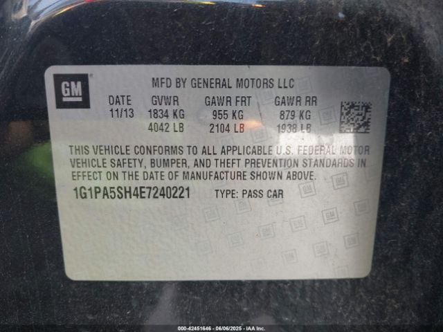 1G1PA5SH4E7240221 Chevrolet Cruze Ls Auto
