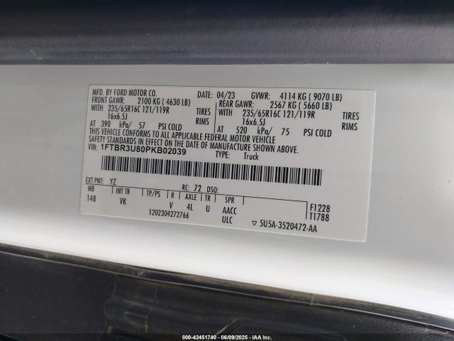 1FTBR3U80PKB02039 Ford Transit-250 Cargo Van