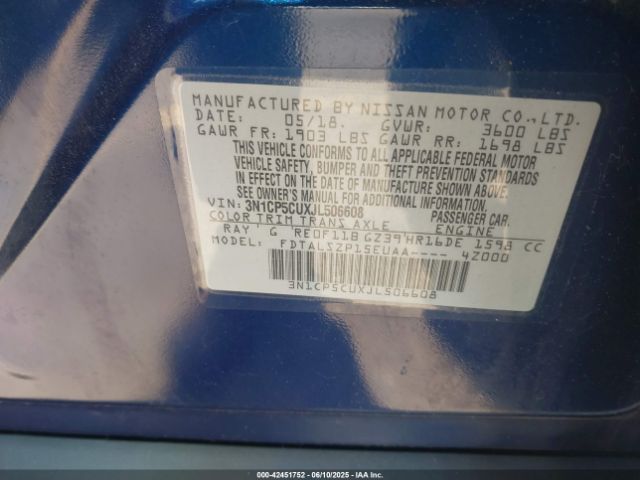 3N1CP5CUXJL506608 Nissan 2018