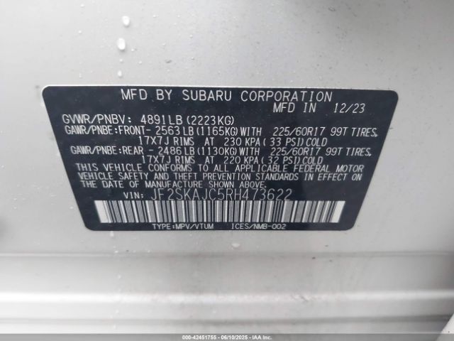 2024 SUBARU FORESTER JF2SKAJC5RH473622 Photo 8
