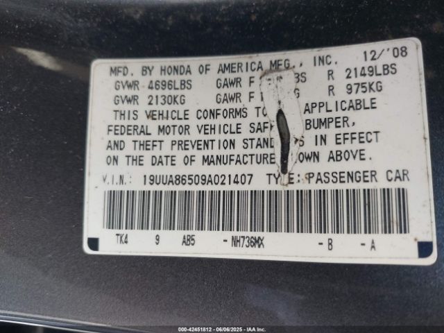 2009 ACURA TL 19UUA86509A021407 Photo 8