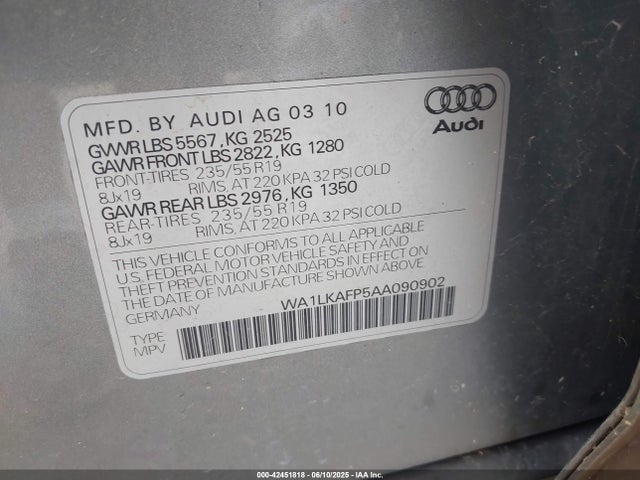 2010 AUDI Q5 WA1LKAFP5AA090902 Photo 8