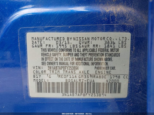 3N1AB7AP8FY253894 Nissan SENTRA SR