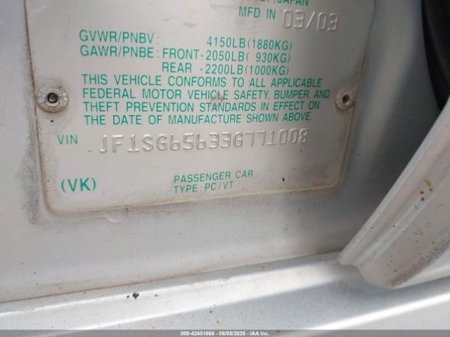 2003 SUBARU FORESTER JF1SG65633G771008 Photo 8