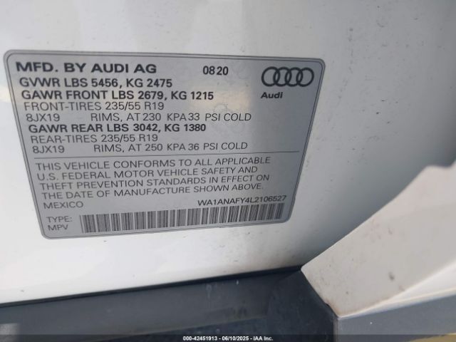 WA1ANAFY4L2106527 Audi Q5 Premium 45 Tfsi Quattro S Tronic