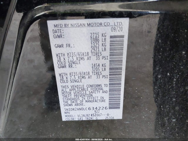Nissan 2020 2020 5N1DR2AN0LC634226 Image 9