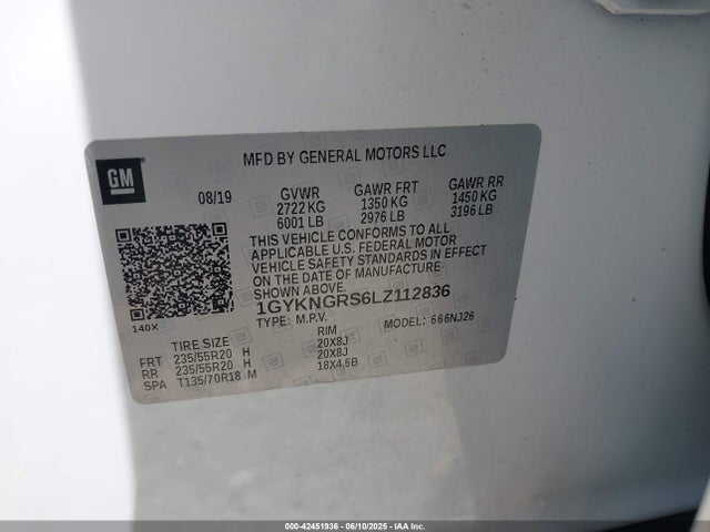 2020 CADILLAC XT5 1GYKNGRS6LZ112836 Photo 8