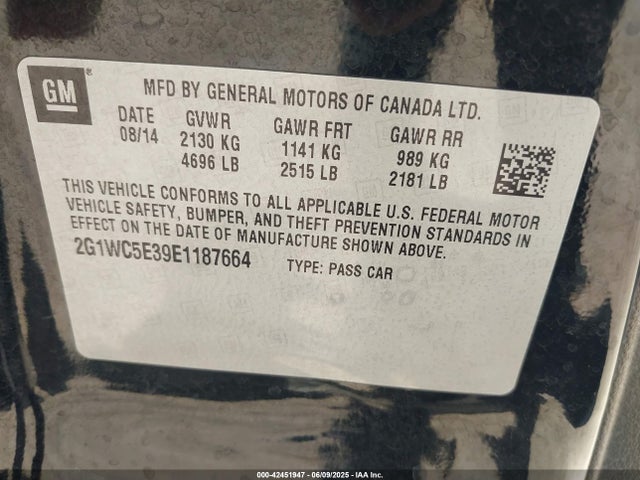Chevrolet lfx 2014 2G1WC5E39E1187664 Image 9