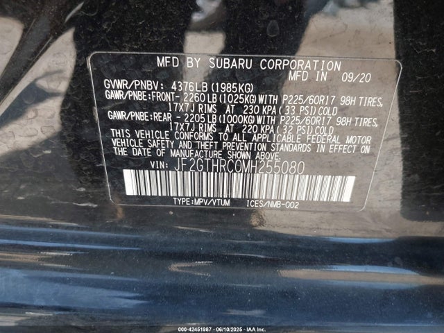 Subaru na 2021 JF2GTHRC0MH255080 Image 9