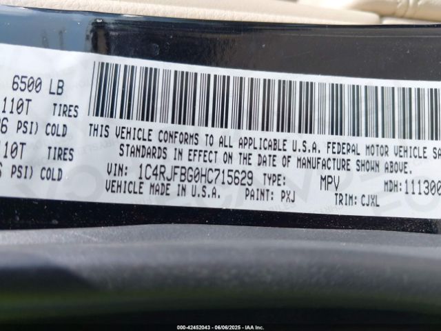 1C4RJFBG0HC715629 Jeep Grand Cherokee Limited 4x4