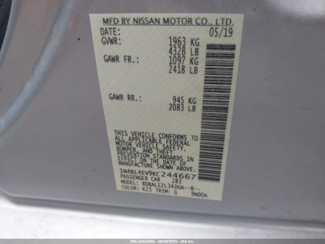 2019 NISSAN ALTIMA 1N4BL4EV9KC244667 Photo 8