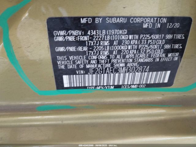 2021 SUBARU CROSSTREK JF2GTAEC3MH302874 Photo 8