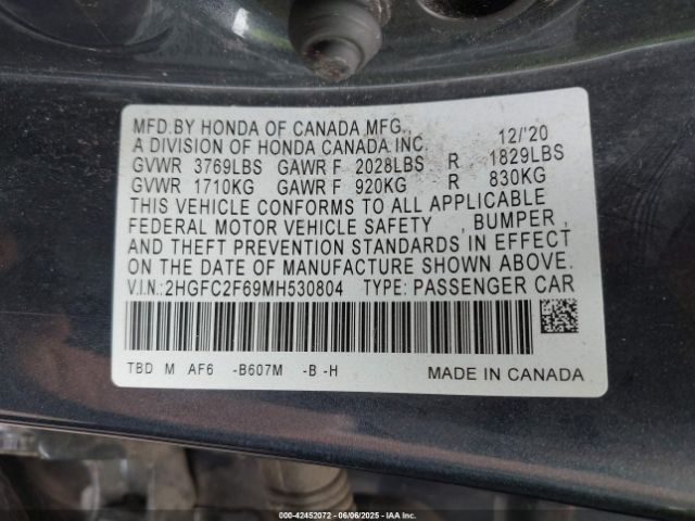 2021 HONDA CIVIC 2HGFC2F69MH530804 Photo 8
