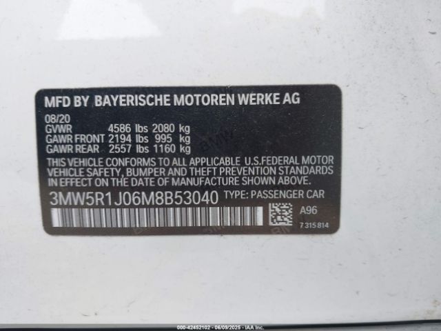 2021 BMW 330I 3MW5R1J06M8B53040 Photo 8