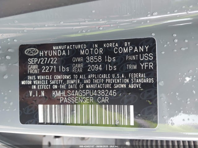 42452157 :رقم المزاد ، KMHLS4AG5PU438246 vin ، 2023 Hyundai Elantra Sel مزاد بيع