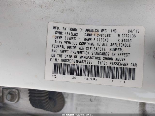 1HGCR3F84FA028227 Honda Accord Ex-l V-6