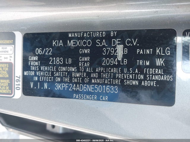 KIA mpi nu 2022 3KPF24AD6NE501633 Image 9