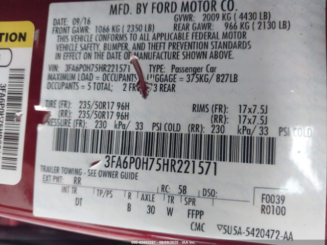 2017 FORD FUSION 3FA6P0H75HR221571 Photo 8