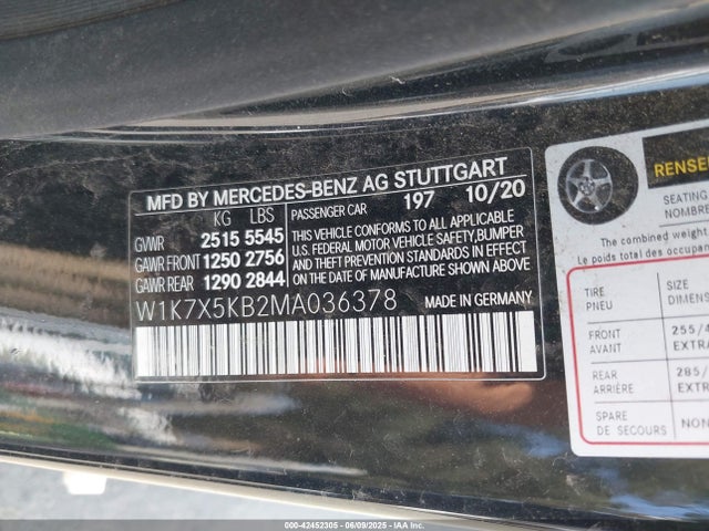 W1K7X5KB2MA036378 Mercedes-Benz AMG GT