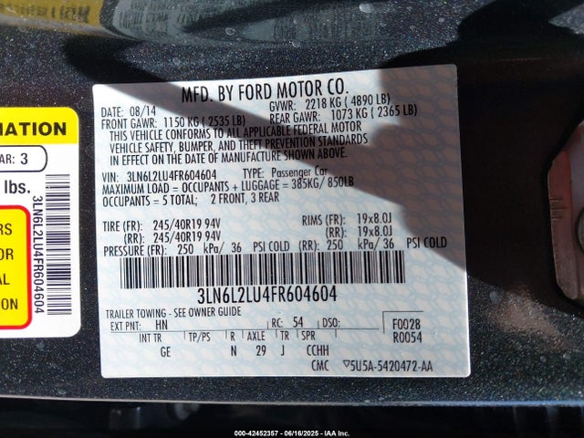 3LN6L2LU4FR604604 Lincoln 2015