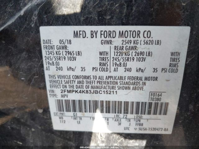 2018 FORD EDGE 2FMPK4K83JBC15211 Photo 8