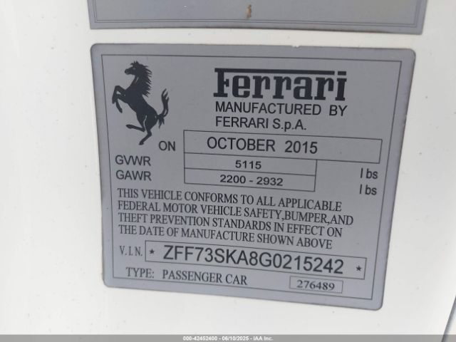 2016 FERRARI FF ZFF73SKA8G0215242 Photo 8